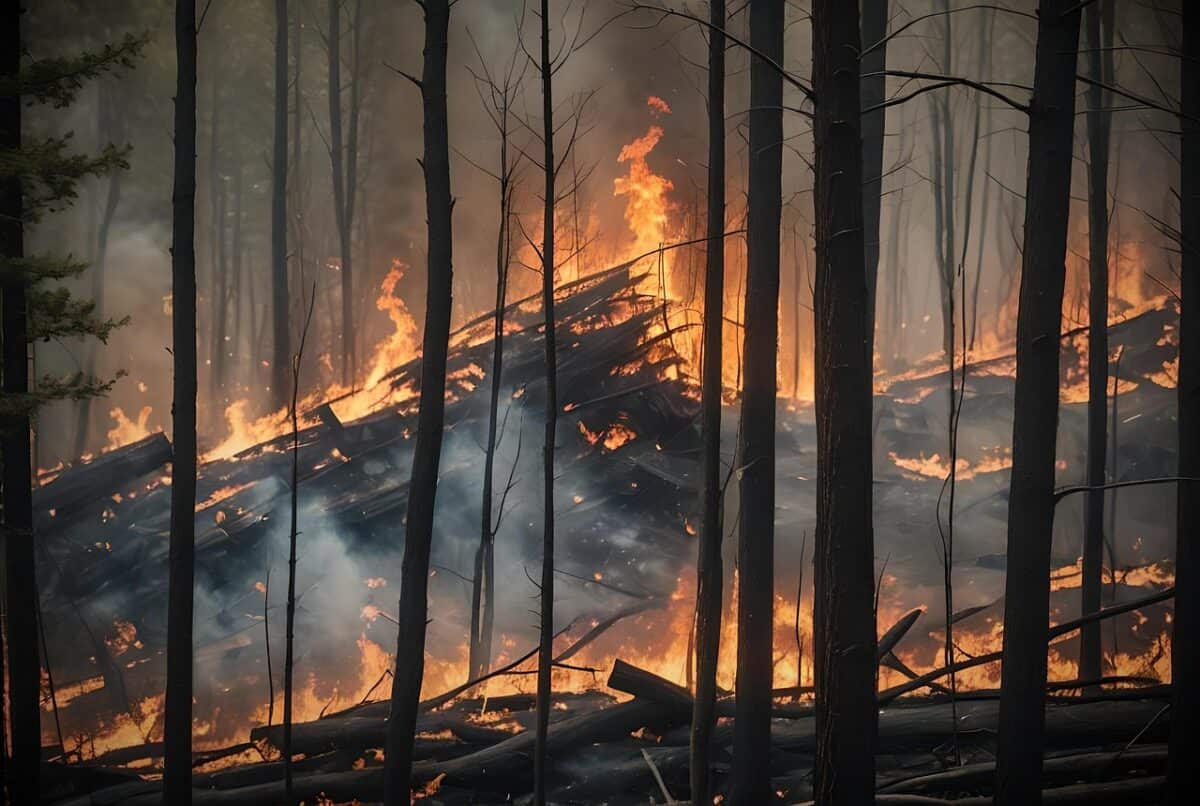 ai generated, forest, fire, bushfire, burn, heat, hot, burning, smoke, embers, flames, nature, trees, landscape, woods, foliage, devastation, destruction, disaster, bushfire, bushfire, bushfire, bushfire, bushfire, burn, burning, disaster, disaster, disaster