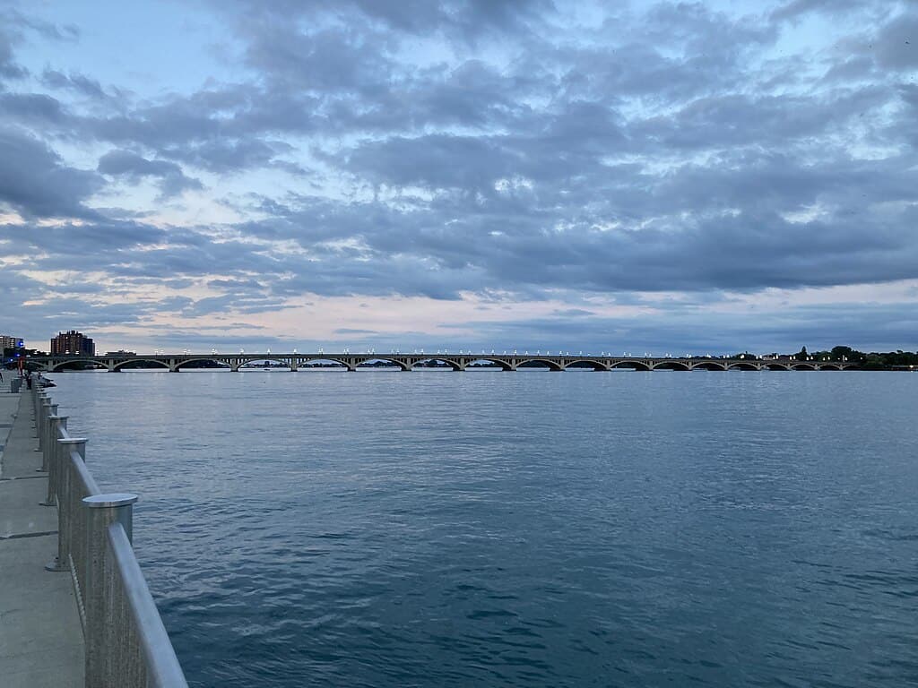 MacArthur Bridge and Detroit River