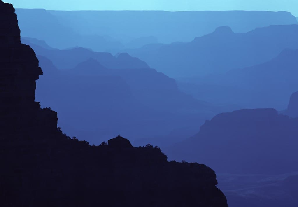 Hazy blue hour in Grand Canyon.