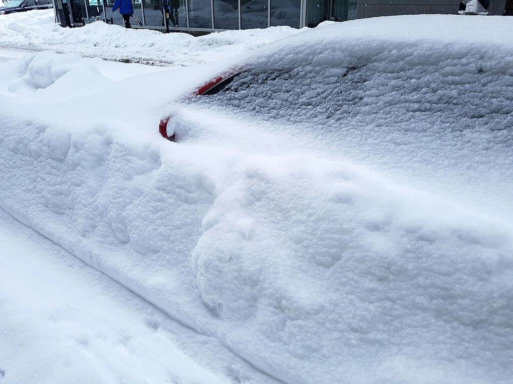 March 2017 Blizzard - Car buried by snow in Montreal