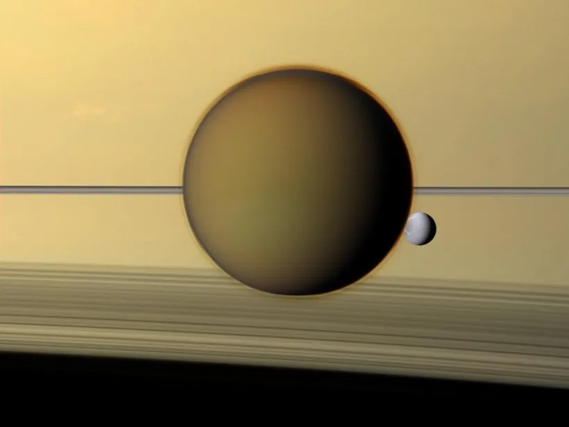 Dione behind Titan