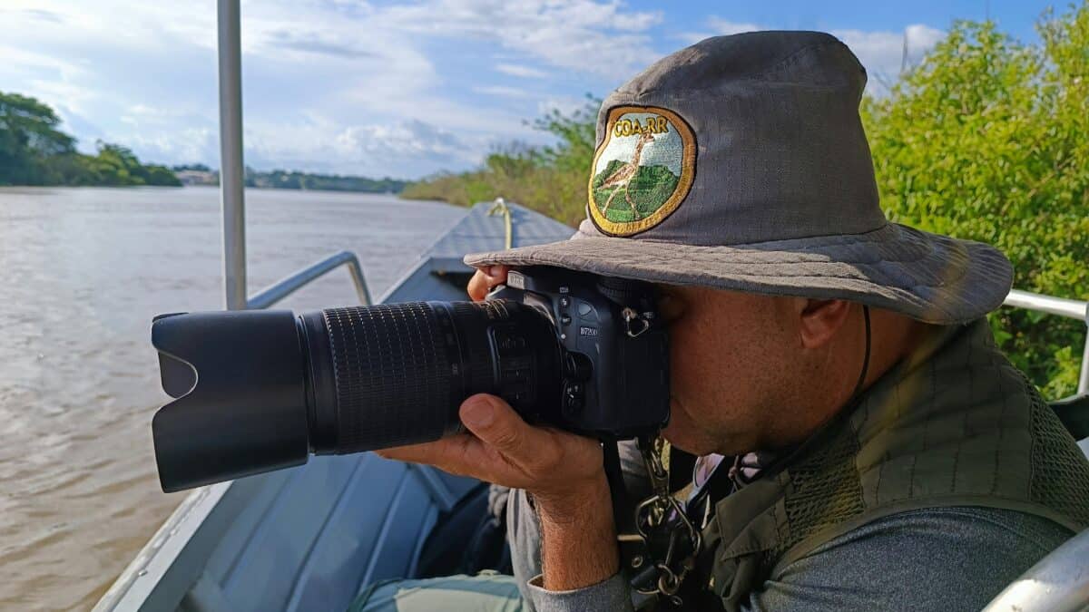 A wildlife officer inspecting the vicinity.