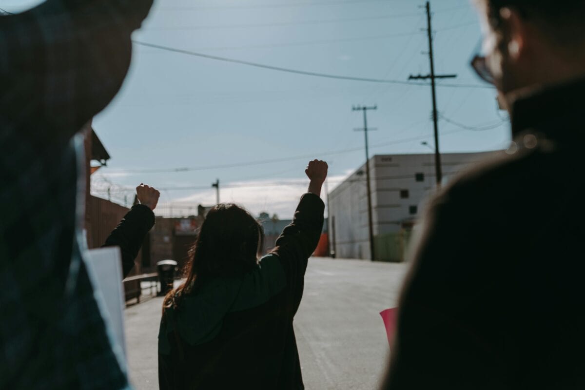 Residents conducting a rally.