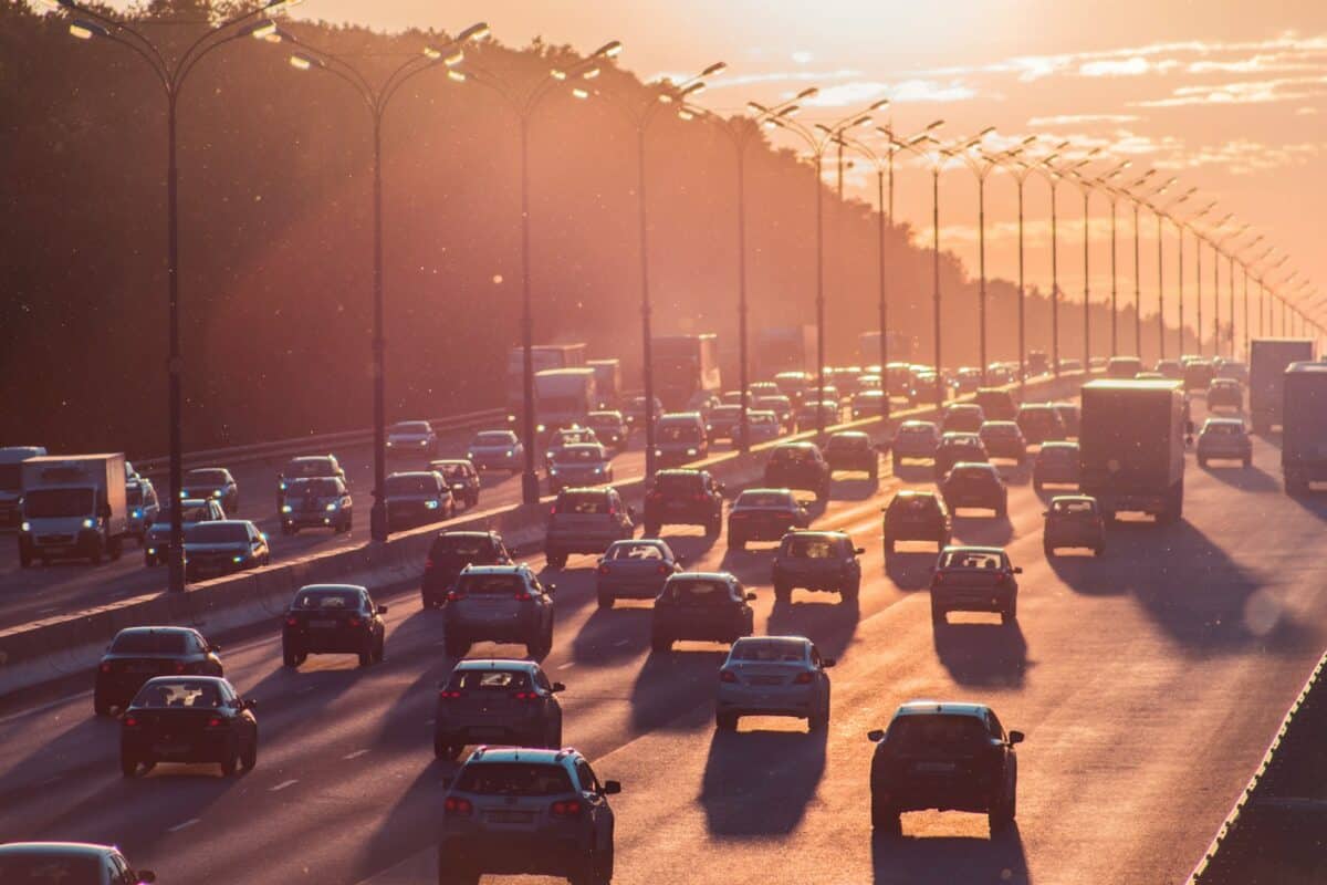 Cars passing through north and south