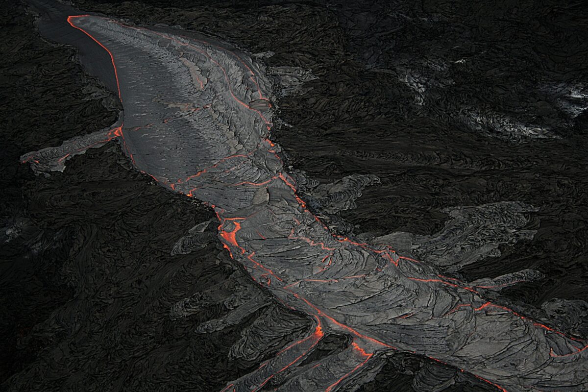 Molten lava.