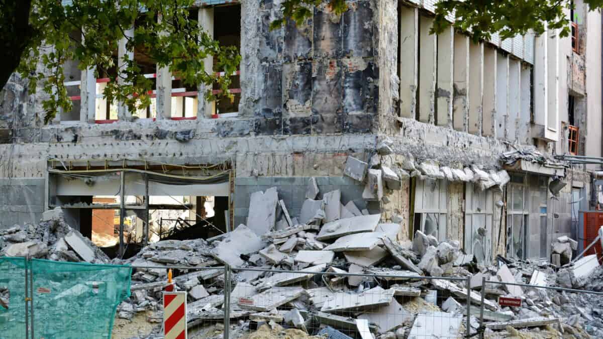 A city that is badly hit by an earthquake.