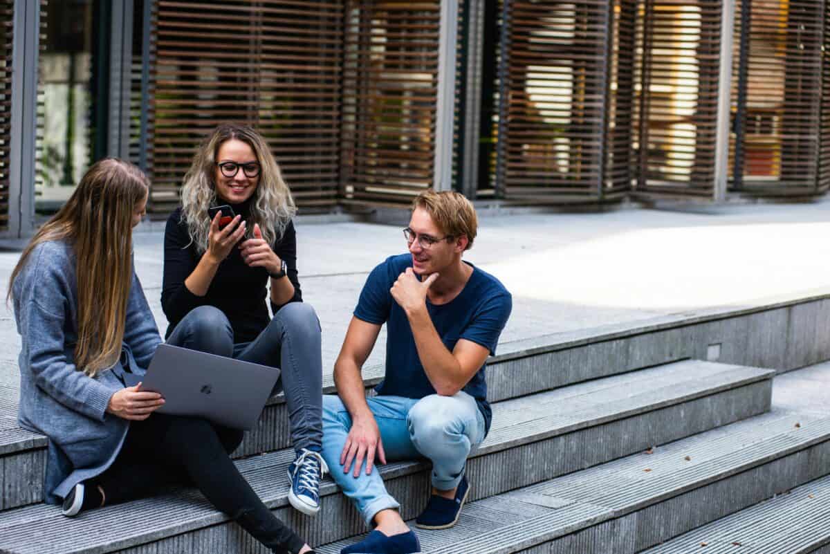A group discussing something viral on social media.