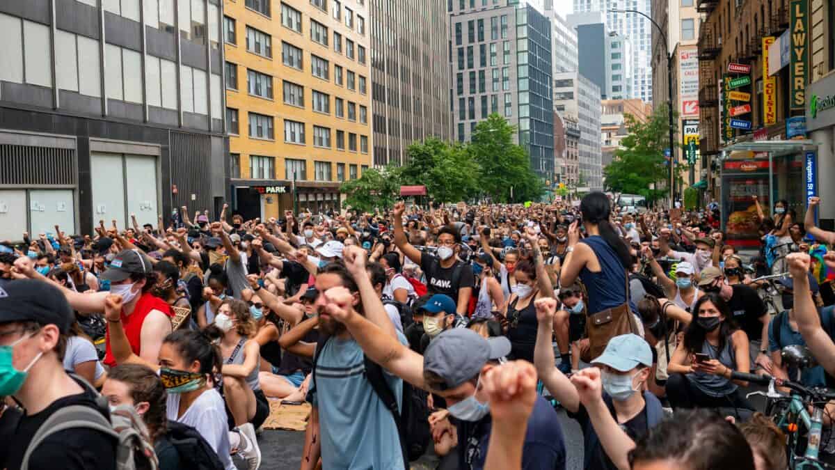 A peaceful protest in the city.