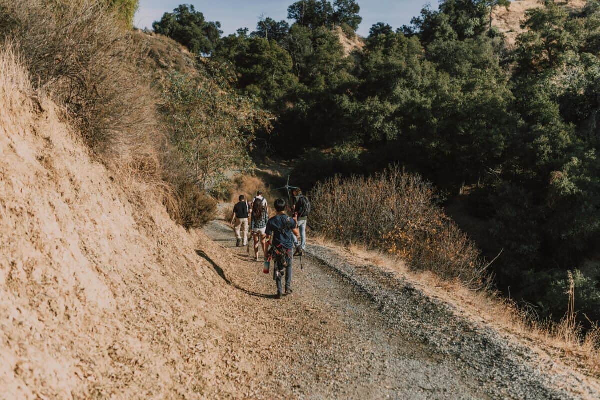 A group of people going to their hunting location.