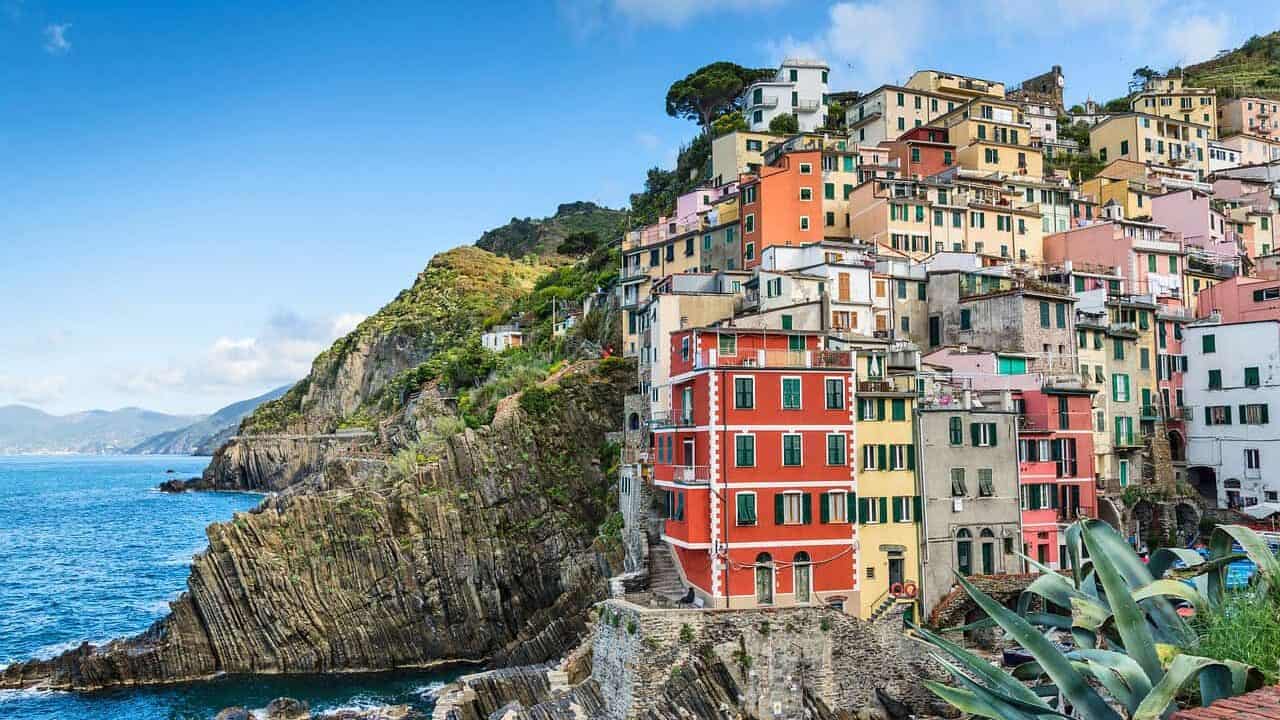 coastal, village, sea, cliffs, steep, tower house, colorful, wharf, path, nature, popular, tourist, destination