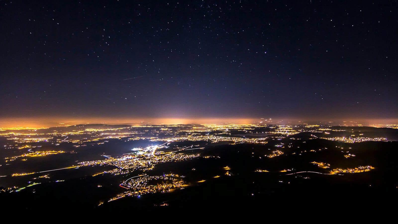 aerial view of city lights during night time
