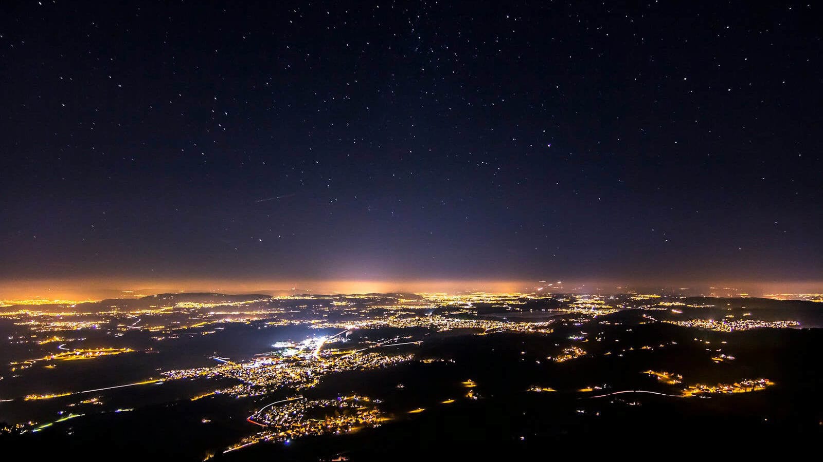 aerial view of city lights during night time