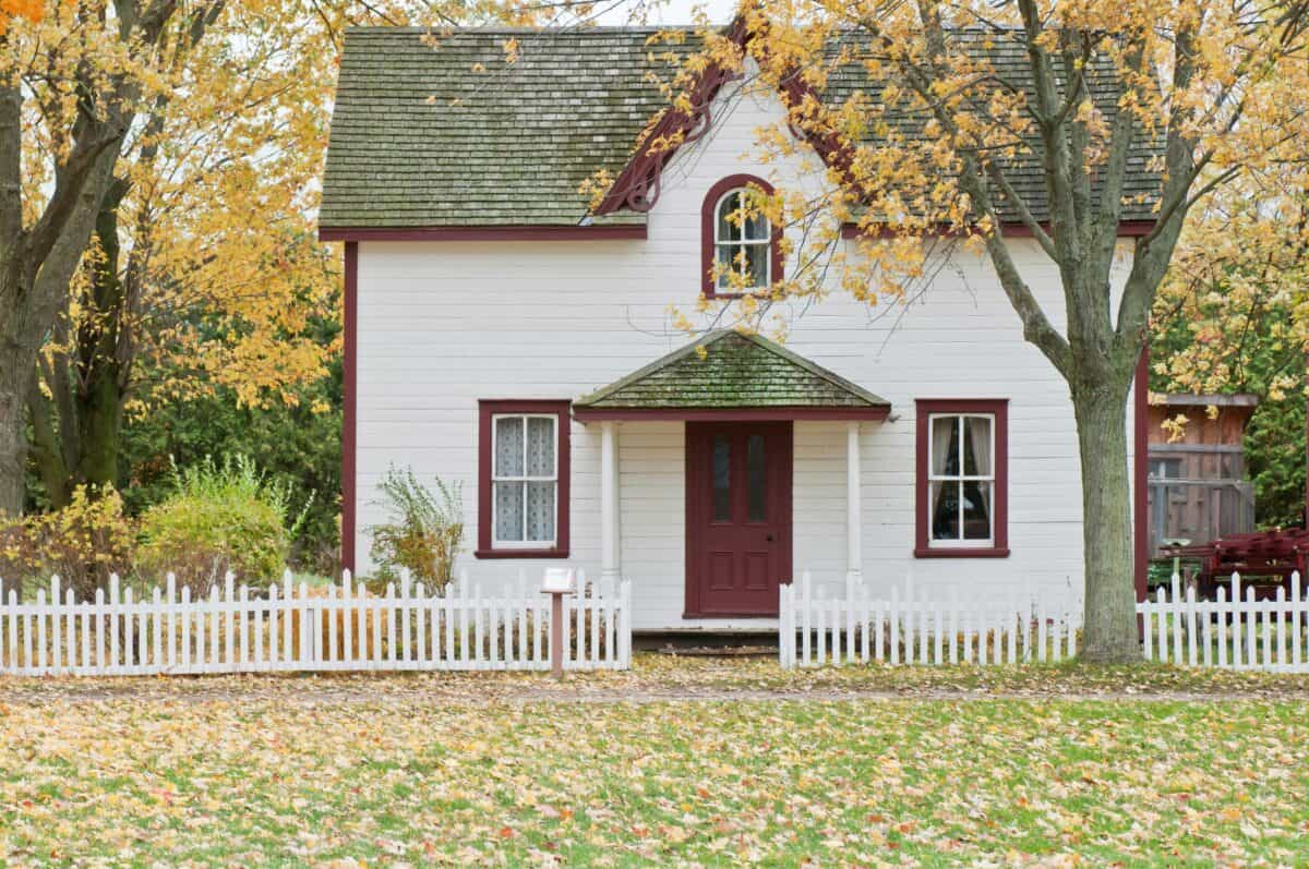 A simple house in the woods.