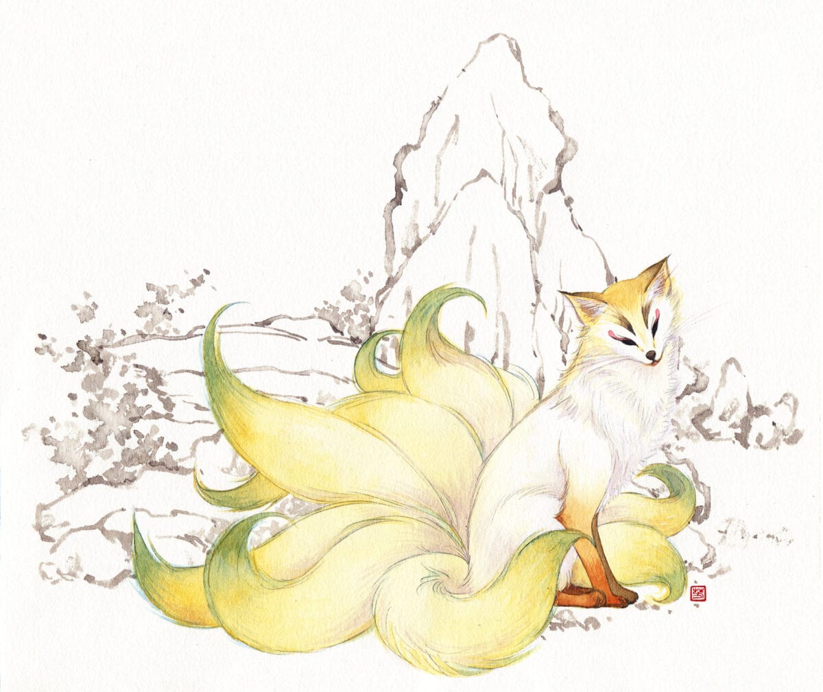 Nine tailed fox illustration
