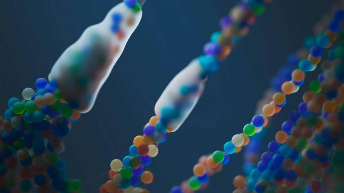 A typical image to help visualize genetic engineering and DNA.