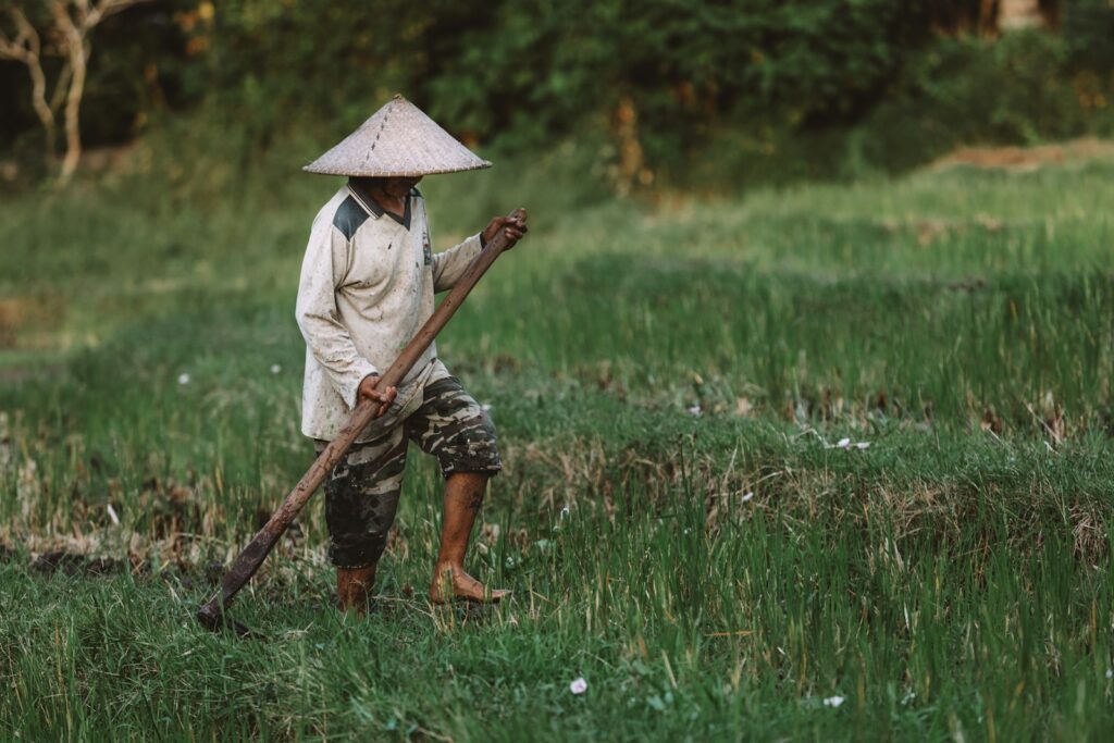 man wearing brown hat standing on grass field