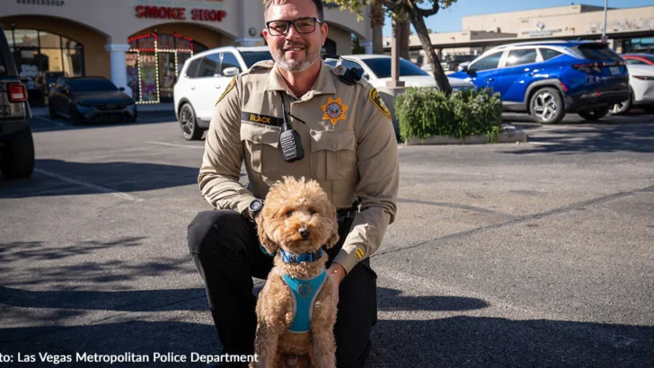 Las Vegas Officer Gives Goldendoodle Abandoned at Airport a Forever Home